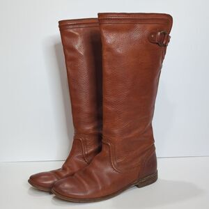 Frye Paige Trapunto #76140 Brown Leather Womens Riding Boots Size 10B